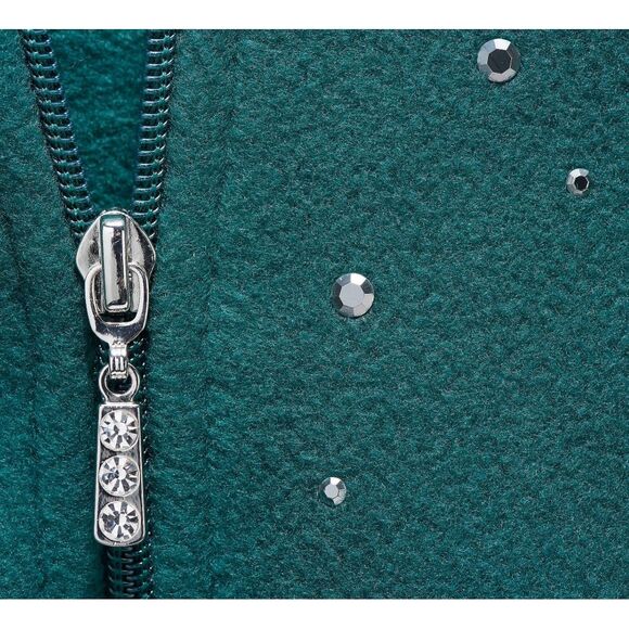 Quacker Factory Womens XL Embellished Fleece Zip Front Jacket Light Blue NWOT - Picture 4 of 4